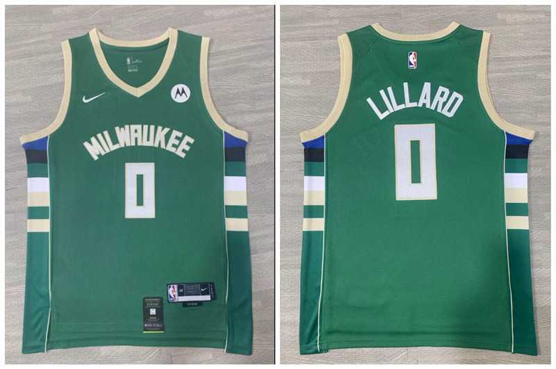 Bucks 0 Damian Lillard Green Nike Swingman Jersey->chicago bulls->NBA Jersey